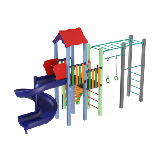 Детский игровой комплекс  Kidigo  Котик с пластиковой горкой Спираль - фото №1