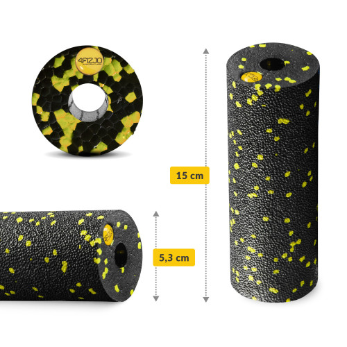 Массажный ролик  4FIZJO Mini Foam Roller 15 x 5.3 см Black/Yellow - фото №2