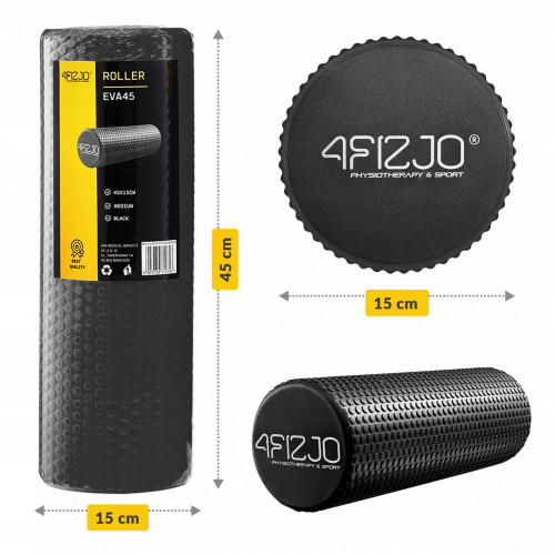 Массажный ролик  4FIZJO CARE+ EVA 45 x 15 см Black  - фото №3