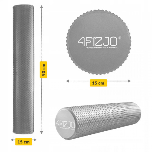 Массажный ролик  4FIZJO CARE + EVA 90 x 15 см Grey - фото №4