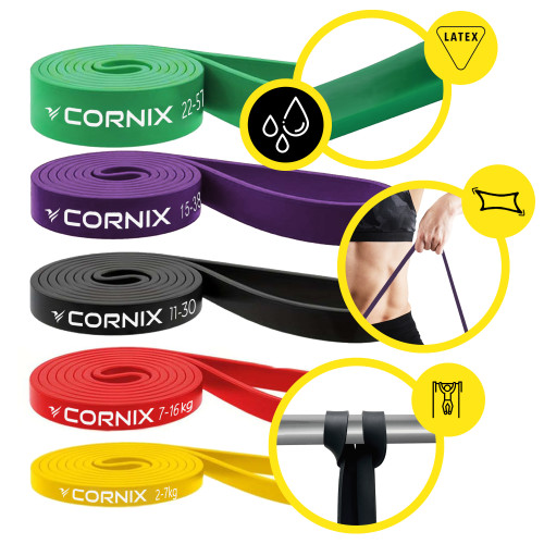 Резинка для фітнеса  Cornix Power Band 2-57 кг 5 шт XR-0086 - фото №7