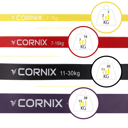 Резинка для фітнеса  Cornix Power Band 2-38 кг 4 шт XR-0087 - фото №8