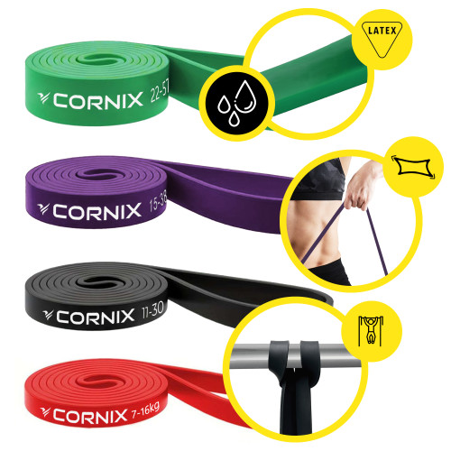 Резинка для фітнеса  Cornix Power Band 7-57 кг 4 шт XR-0088 - фото №7
