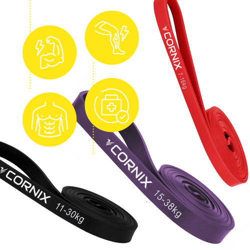 Резинка для фітнеса  Cornix Power Band 7-38 кг 3 шт XR-0259 - фото №6