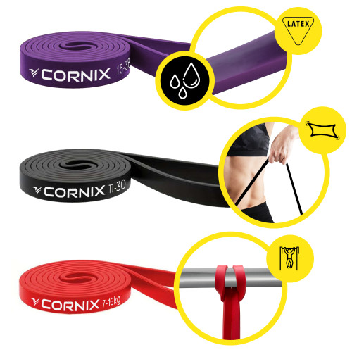 Резинка для фітнеса  Cornix Power Band 7-38 кг 3 шт XR-0259 - фото №7