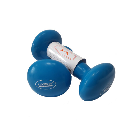 Купить Гантель  LiveUp Vinyl Dumbbell Egg Head Blue 2x3kg в Киеве - фото №1