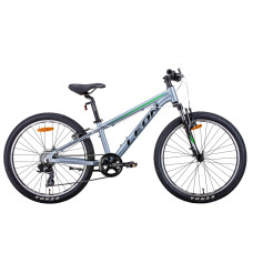Велосипед Leon Junior AM DD 2021 24"(сріблясто-чорний із зеленим)